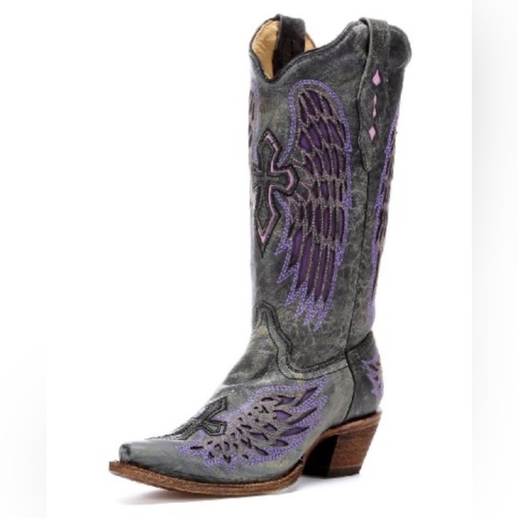 Corral Boots Shoes - Corral Grey and Purple Genuine Leather Boots